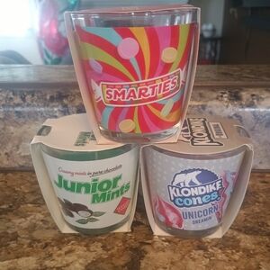 Candle bundle for sale. Candy candles. Smarties Klondike unicorn and Junior mint